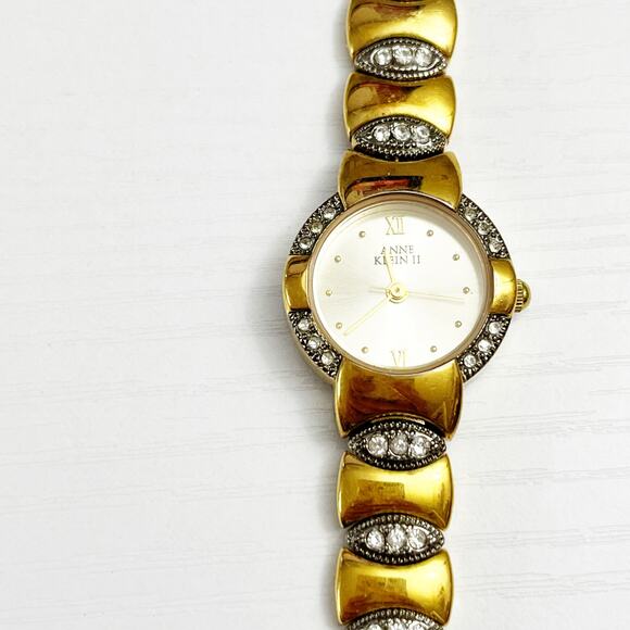 Anne Klein II Vintage Gold & Rhinestone Watch - Picture 1 of 7